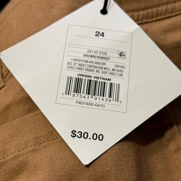 Size 24 - Womens High-Rise Cropped Wide Leg Pants - Ava Viv - Brown - Picture 3 of 6